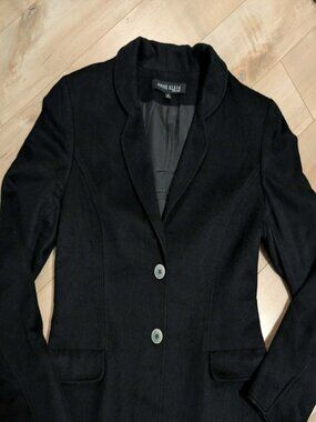 Cashmere Coat Blazer 100% Anne Klein Sz 8 Double Breasted Black
